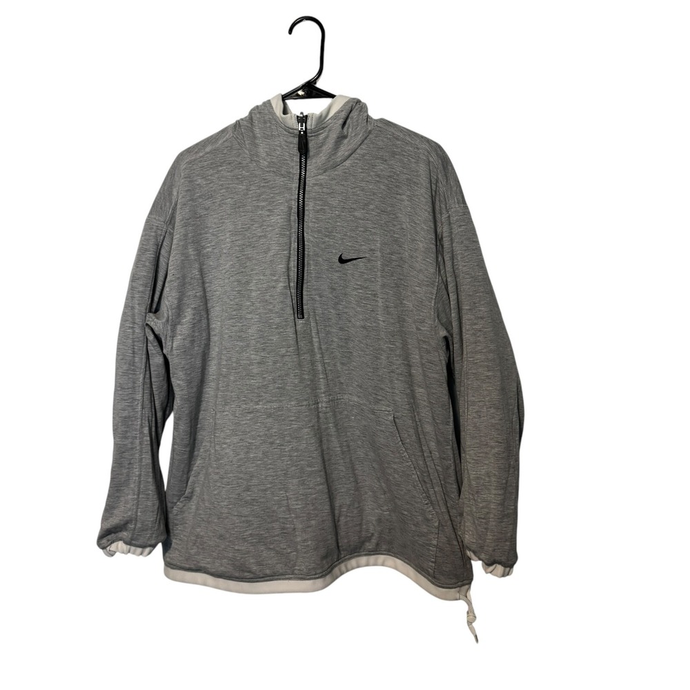 Vitnage Nike Windbreaker Men Large Navy Gray Reversible Half Zip Hooded Jacket
